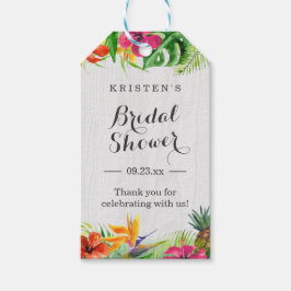 Tropical Hibiskus Blommig Bröllopsdusch Tack Presentetikett