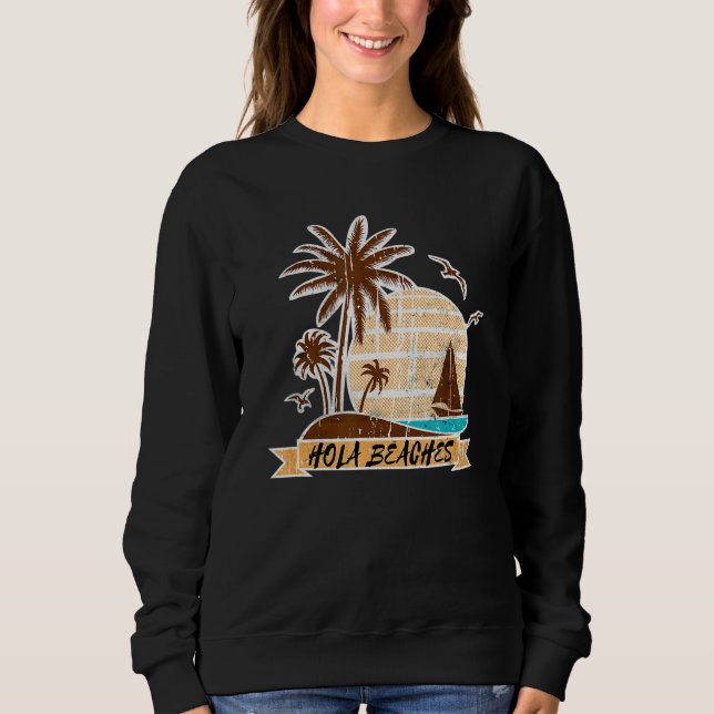 Tropical Hola, Tropical Träd Sand Beach Summer Vac T Shirt (Framsida)