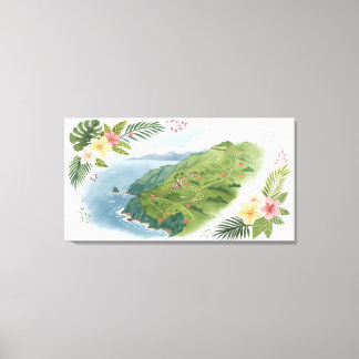 Tropical Honeymoon Trail Map Art Print Canvastryck