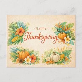Tropical Höst Thanksgiving Pumpa Blommig Helg Vykort