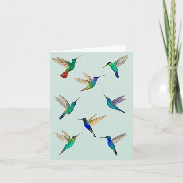 Tropical Hummingbirds Card for all occasions Anteckningskort (Framsida)