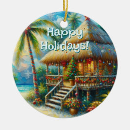 Tropical Hut julpalmer strandljus Julgransprydnad Keramik