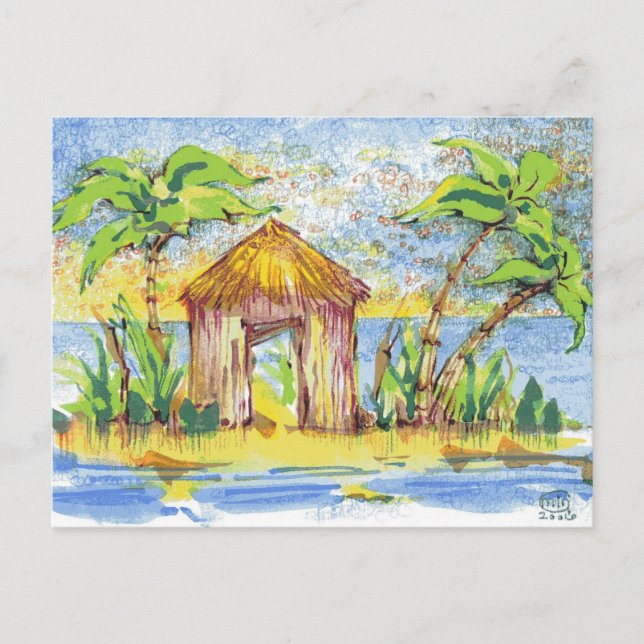 Tropical Hut Pop Art Vykort (Framsida)