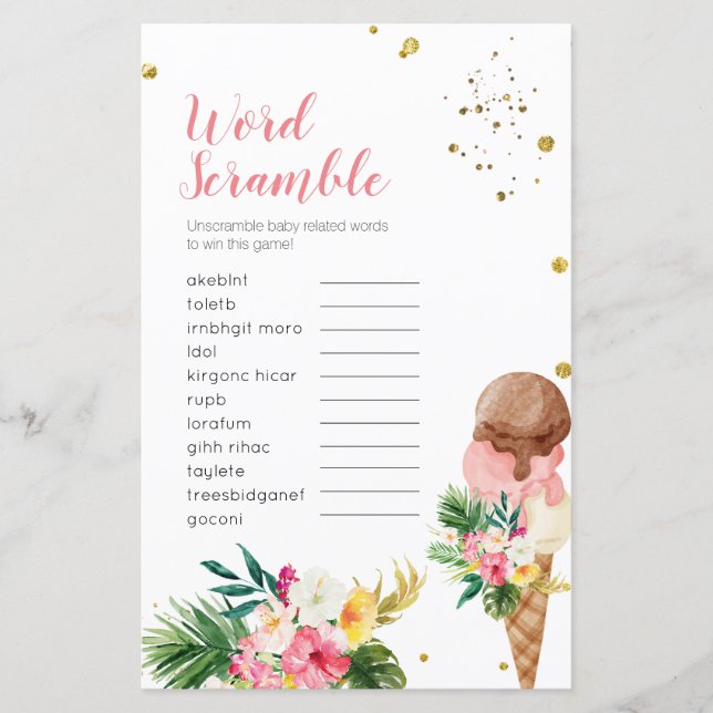 Tropical Ice kräm Ord Scramble Möhippa (Framsida)