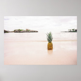Tropical Island Beach Accent Pineapple Romantic Poster