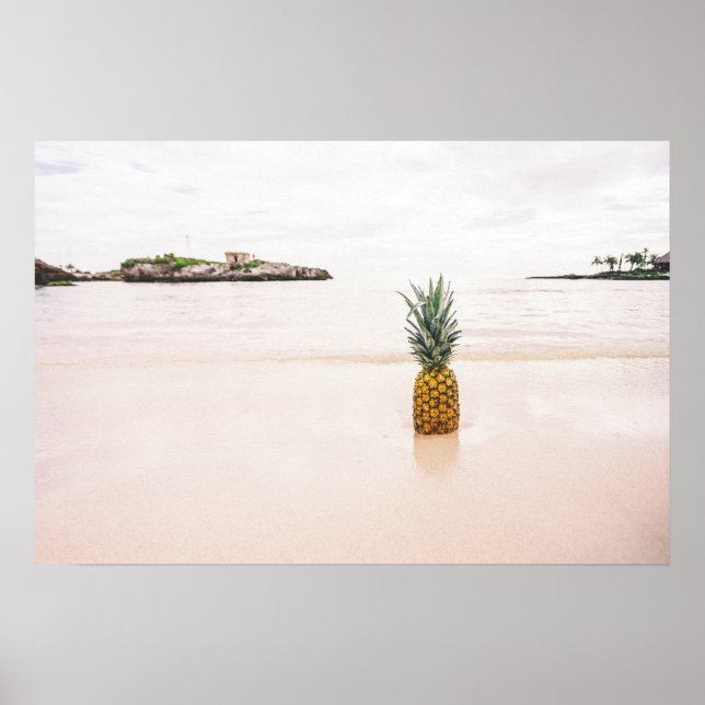 Tropical Island Beach Accent Pineapple Romantic Poster (Framsidan)