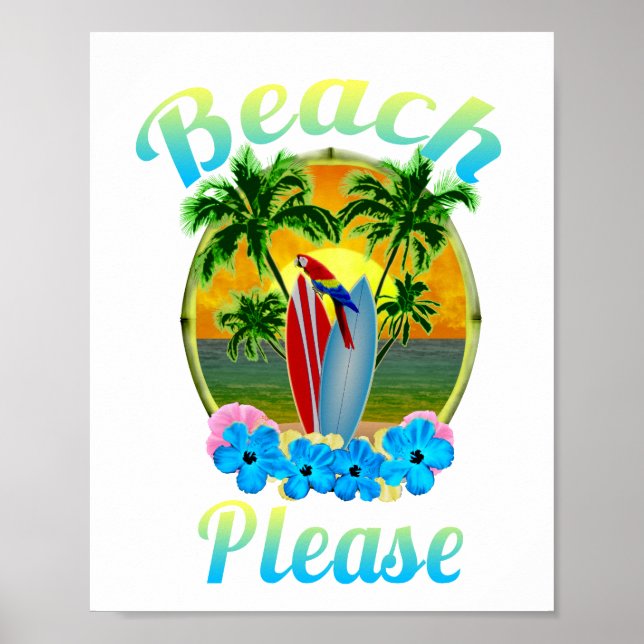 Tropical Island Beach, färgstark Poster (Framsidan)