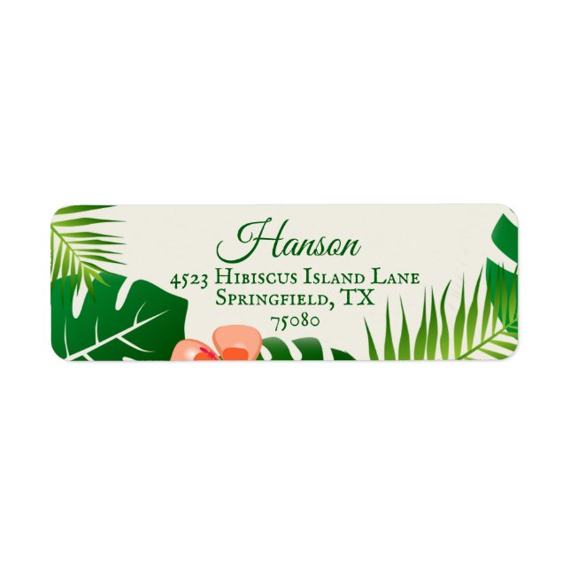 Tropical Island Beach Luau-Adressetiketter Returadress Etikett (Framsidan)