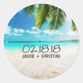 Tropical Island Beach Wedding Stickers Runt Klistermärke