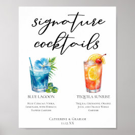 Tropical Island Bröllop Namnteckning Cocktails Men Poster