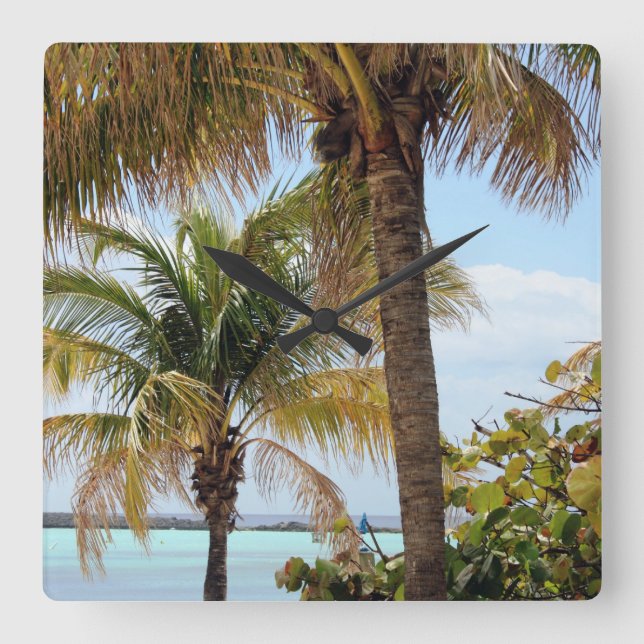 Tropical Island Clock Fyrkantig Klocka (Framsida)