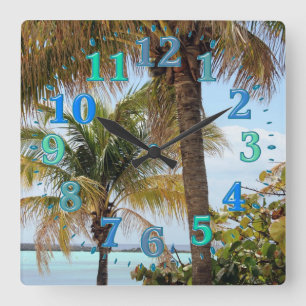 Tropical Island Clock Fyrkantig Klocka