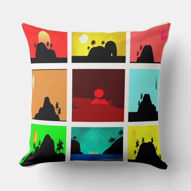 Tropical Island Collage Kudde (Framsida)