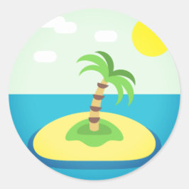 Tropical Island Emoji Runt Klistermärke