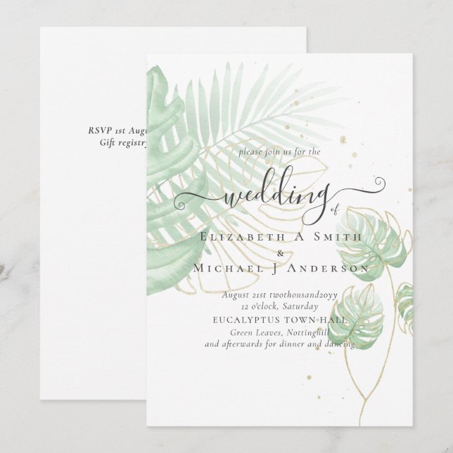 Tropical Island Handflatan Lövs Beach Wedding (Fram/baksida)