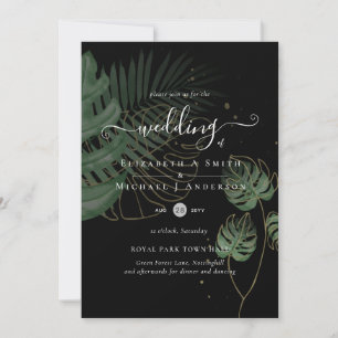 Tropical Island Handflatan Lövs Beach Wedding Inbjudningar