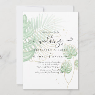 Tropical Island Handflatan Lövs Beach Wedding Inbjudningar