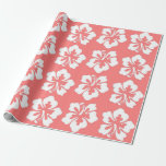Tropical Island Hawaiian Hibiscus Flower Coral Presentpapper<br><div class="desc">Det tropiska ötemat som omsluter pappra har mönster av vita hibiscus blommor i korallbakgrund. Perfekt för helgdagar av strand,  hawaiiska och kustnära teman,  födelsedagar,  bröllop osv. Originalteckningen KL Lagrar.</div>