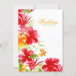 Tropical Island Hibiscus Beach Wedding Inbjudningar