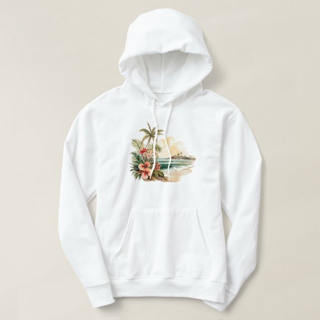 Tropical Island Hooded Sweatshirt (Design framsida)