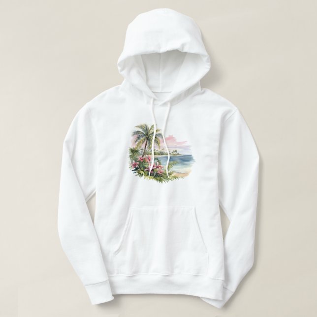 Tropical Island Hooded Sweatshirt (Design framsida)