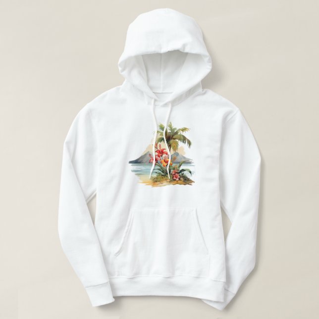 Tropical Island Hooded Sweatshirt (Design framsida)