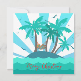 Tropical Island Palm Tree Christmas Card Julkort