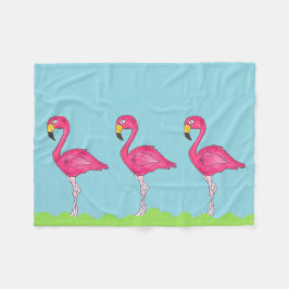 Tropical Island Paradise Grönt Rosa Flamingo Bird Fleecefilt