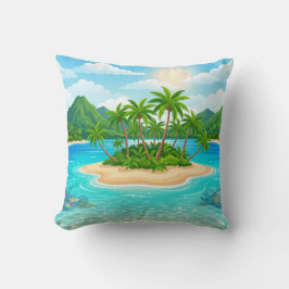 Tropical Island Paradise Palm Trees Throw Pillow Kudde