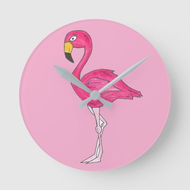 Tropical Island Paradise Shock rosa Flamingo Bird Rund Klocka (Framsida)