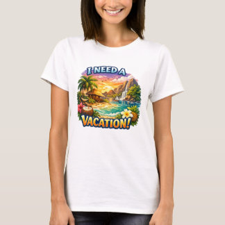 Tropical island print T-shirt