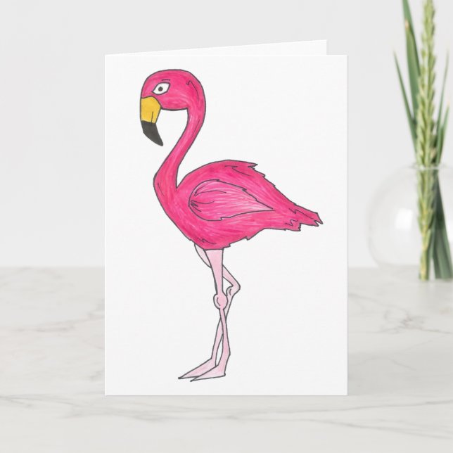 Tropical Island Rosa Flamingo Bird Greeting Card Kort (Framsida)