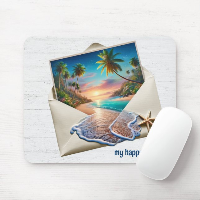 Tropical Island Scene in Kuvert Musmatta (Med mus)