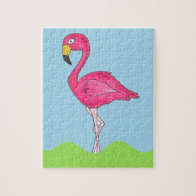 Tropical Island Shock rosa Flamingo Bird Animal Pussel (Vertikal)