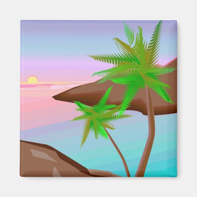 Tropical Island Sunset Magnet (Framsidan)