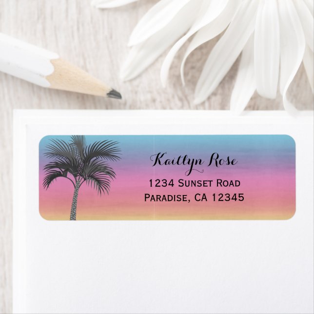 Tropical Island Sunset | PERSONLIG ADRESS Returadress Etikett (Insitu)