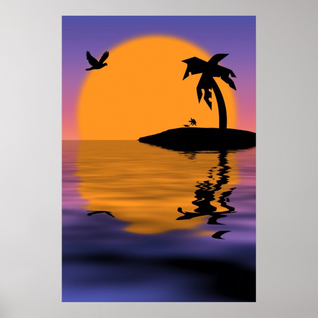 Tropical Island Sunset Poster (Framsidan)