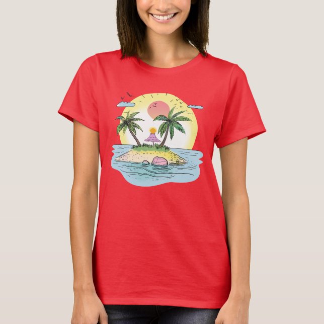 Tropical Island Sunset Streetwear T-Shirt (Framsida)
