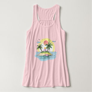 Tropical Island Sunset Streetwear T-Shirt Linne Med Racerback