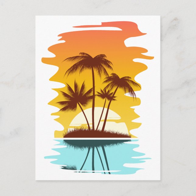 Tropical Island Sunset Vykort (Framsida)