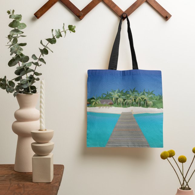 Tropical Island Vacation Scenia Ligcape Tote Bag Tygkasse (Skapare uppladdad)