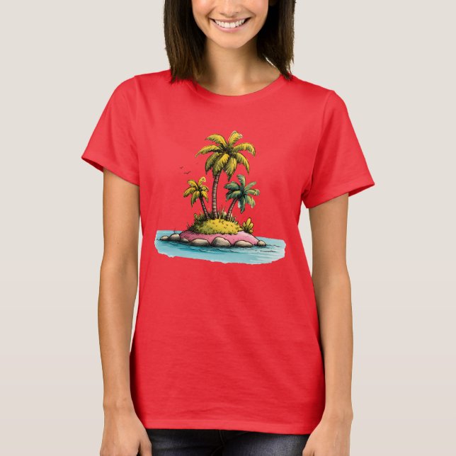 Tropical Island Vibes Palm Tree Graphic T-Shirt (Framsida)