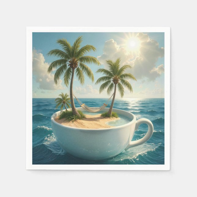 Tropical Island With Hammock in a Teacup Pappersservett (Framsidan)