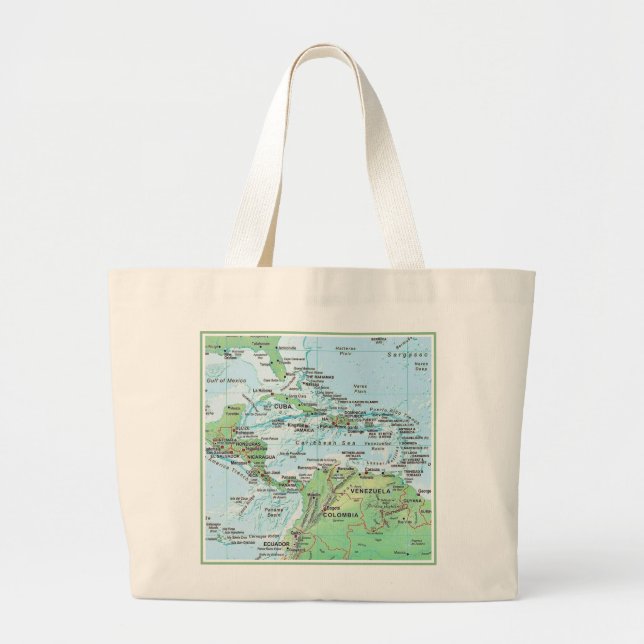 Tropical Islands & Countries Map Totebag Jumbo Tygkasse (Framsidan)