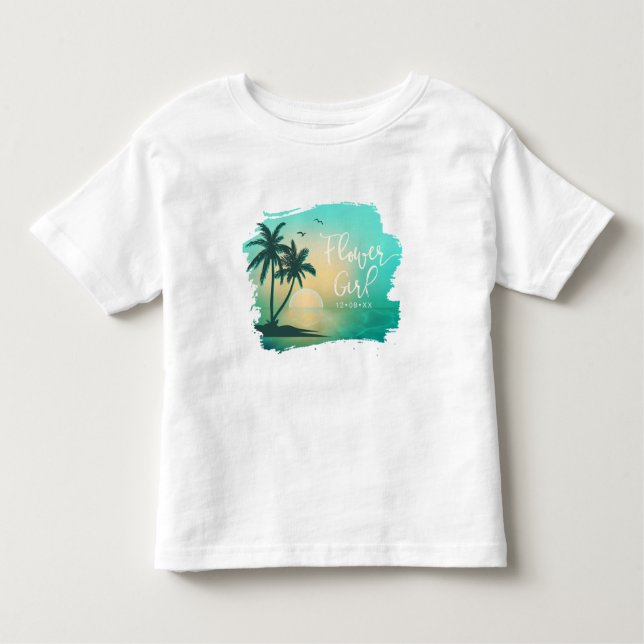 Tropical Isle Flower Girl Teal ID581 T Shirt (Framsida)