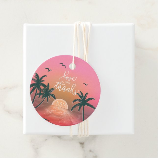 Tropical Isle Sunrise Bröllop Melon ID581 Gåvor Etiketter (På plats)