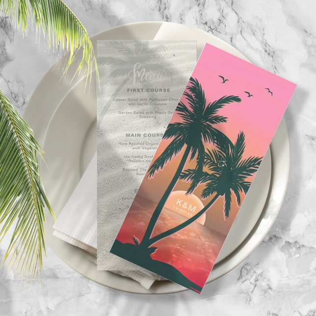 Tropical Isle Sunrise Bröllop Menu Rosa ID581 Meny (Skapare uppladdad)