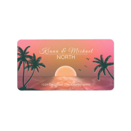 Tropical Isle Sunrise Bröllop Rosa ID581 Adressetikett