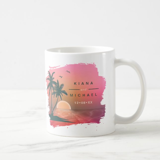 Tropical Isle Sunrise Bröllop Rosa ID581 Kaffemugg (Höger)