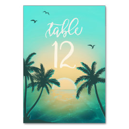 Tropical Isle Sunrise Bröllop Teal ID581 Bordsnummer